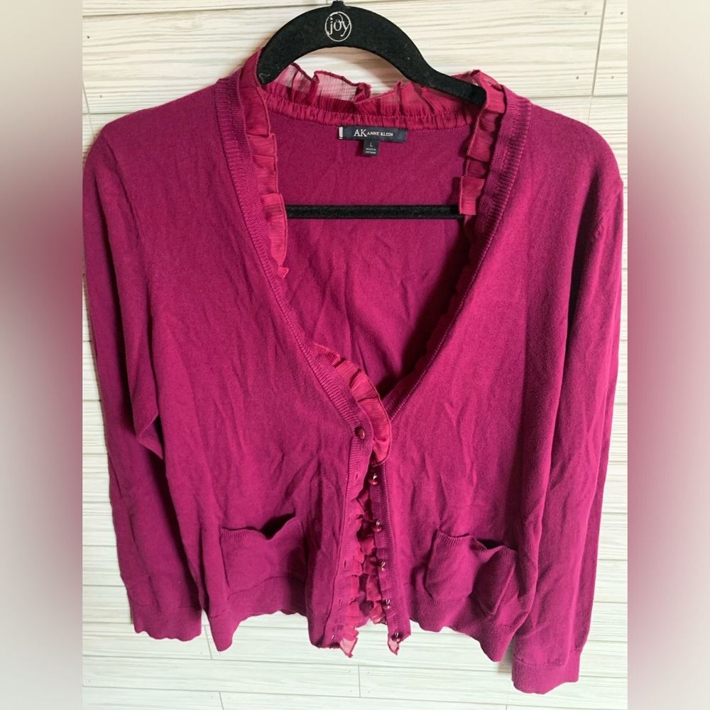 Anne Klein Women's Fuchsia Cardigan Sweater